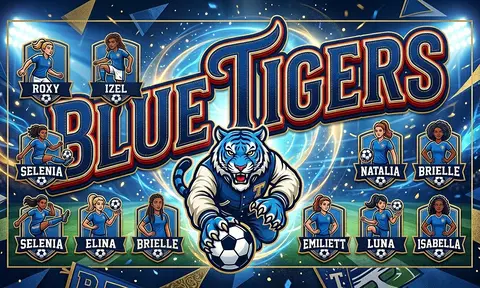 Blue Tigers Soccer AI image template