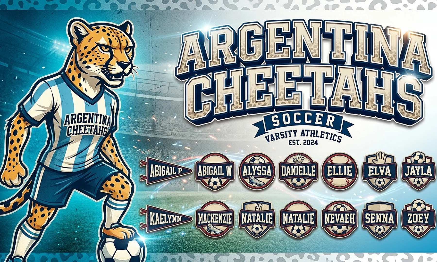 Argentina Cheetahs soccer team banner created with AI