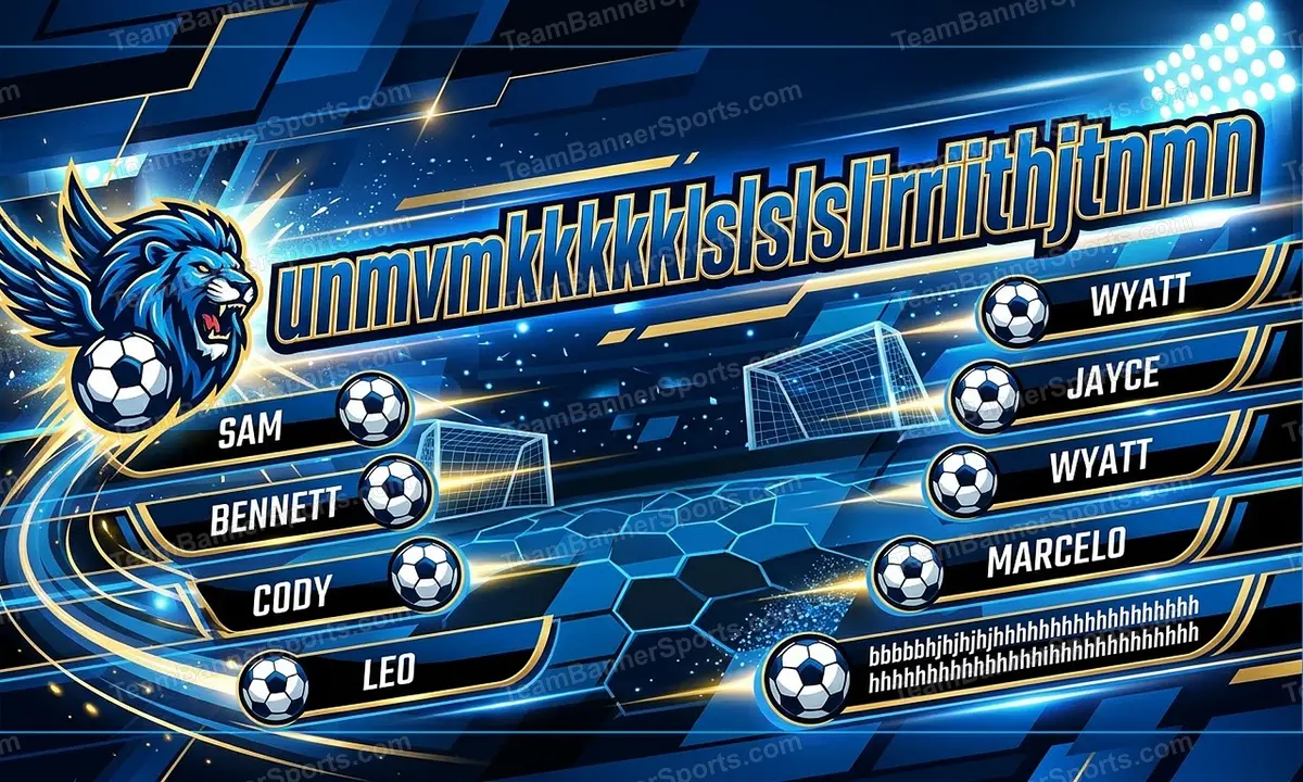 unmvmkkkkkkklslslslsliririithjtnmn soccer team banner created with AI