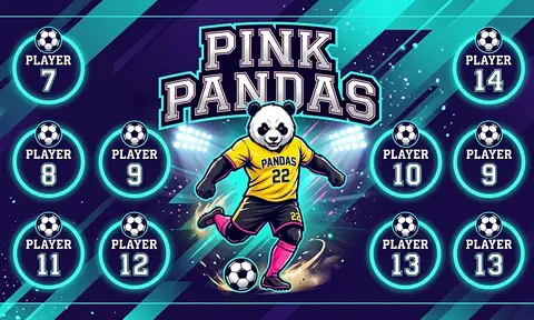 Pink pandas Soccer AI image template