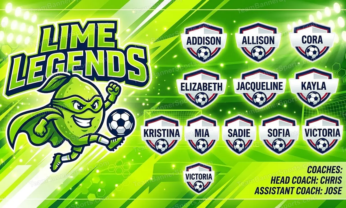 Lime Legends soccer team banner created with AI