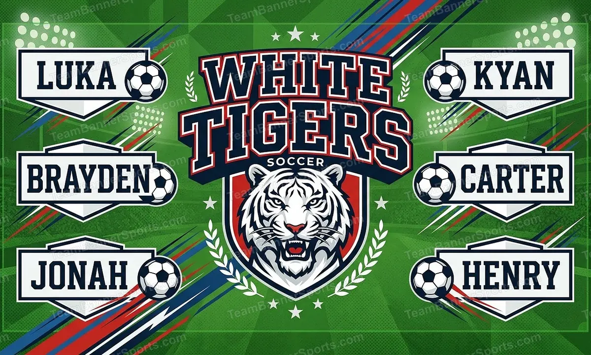 White Tigers soccer team banner created with AI