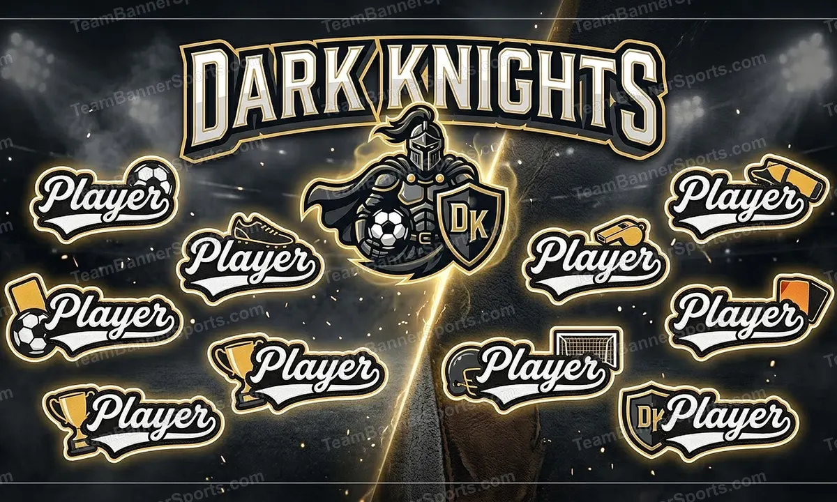 Dark Knights soccer team banner created with AI
