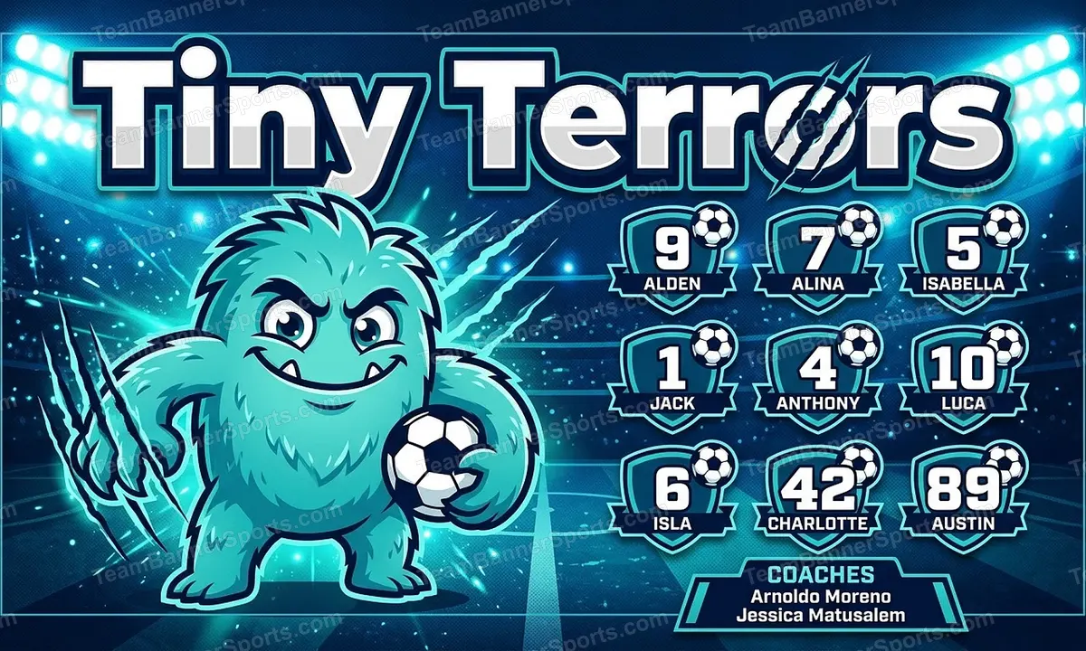 Tiny Terrors soccer team banner created with AI