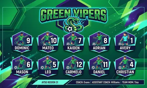 Green Vipers Soccer AI image template