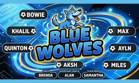 Blue Wolves Soccer AI image template
