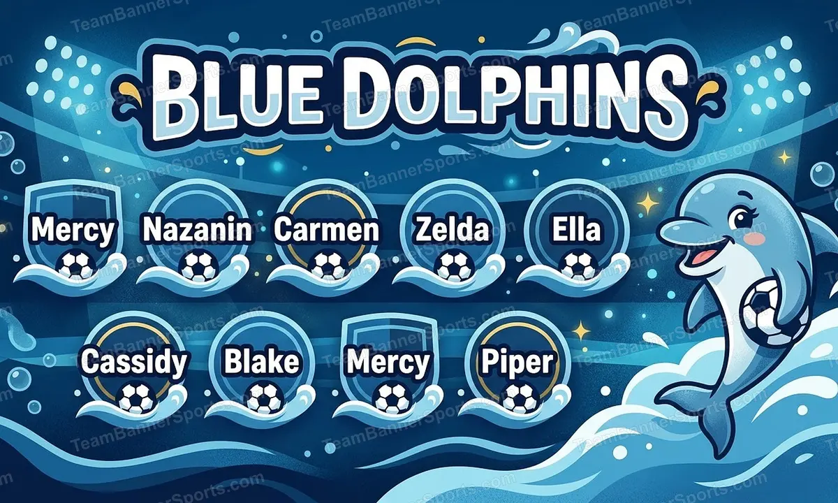 Blue Dolphins soccer team banner created with AI