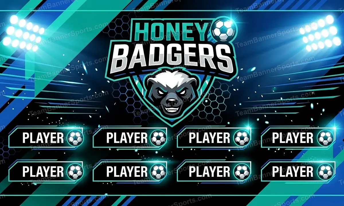 Honey Badgers soccer team banner created with AI