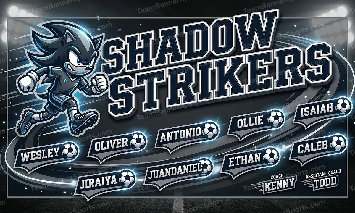Shadow Strikers soccer team banner created with AI