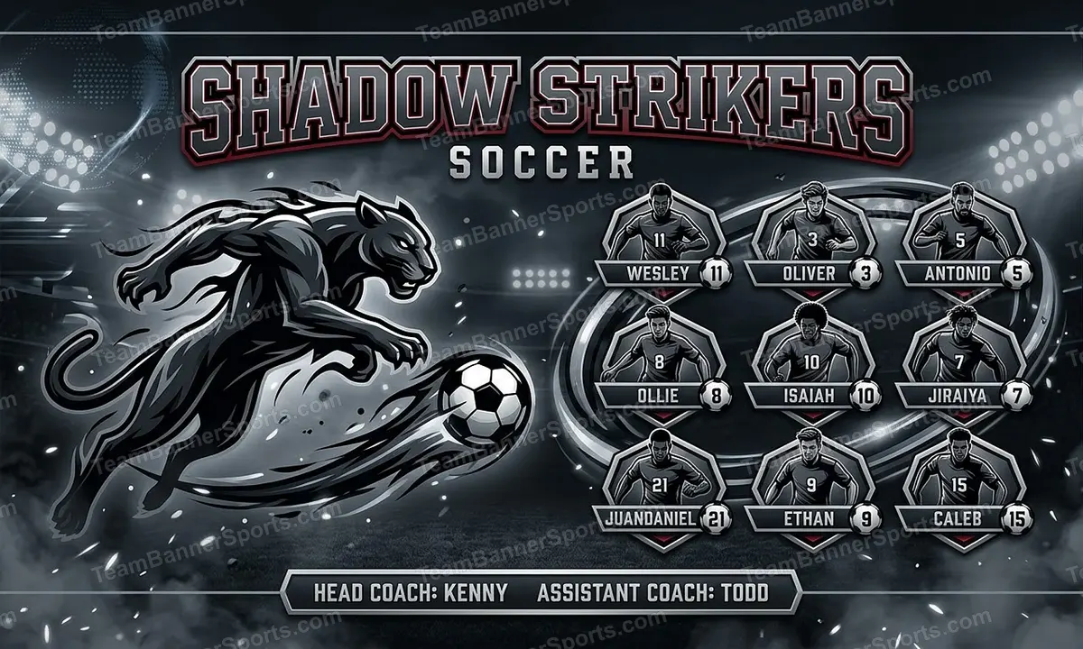 Shadow Strikers soccer team banner created with AI