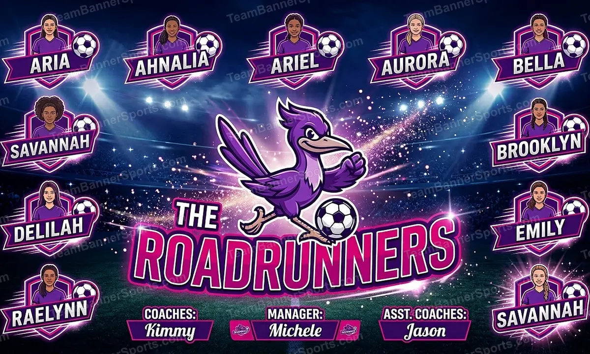 The Roadrunners soccer team banner created with AI