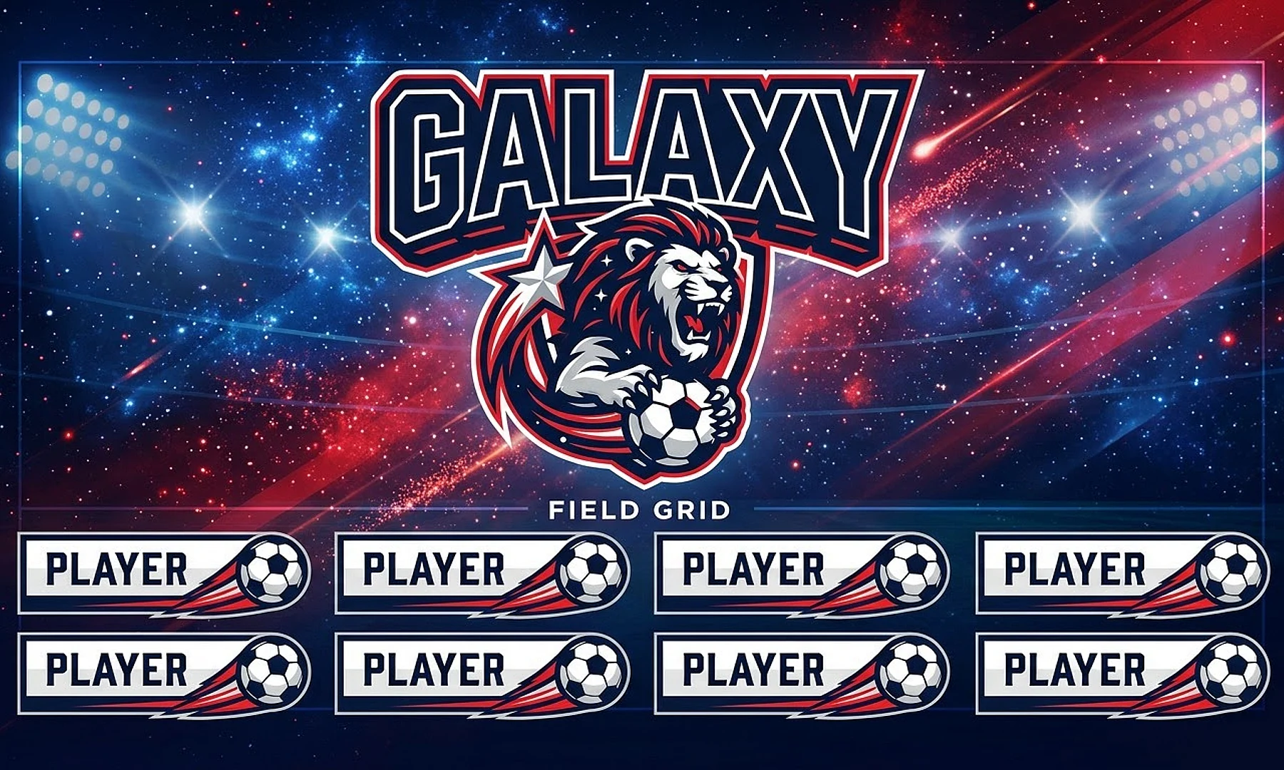Galaxy soccer team banner created with AI