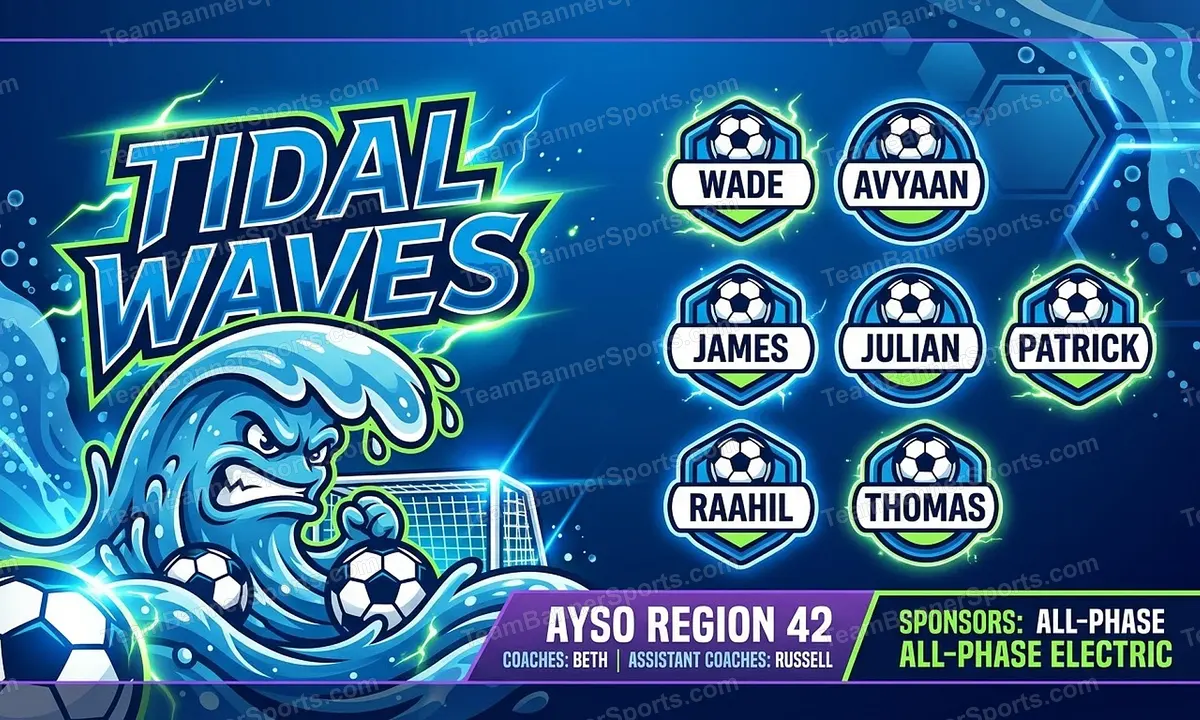 Tidal Waves soccer team banner created with AI