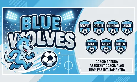 Blue Wolves Soccer AI image template
