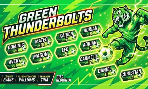 Green Thunderbolts Soccer AI image template