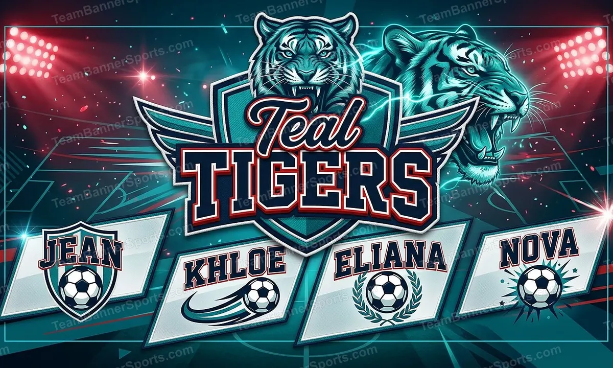 Teal Tigers soccer team banner created with AI
