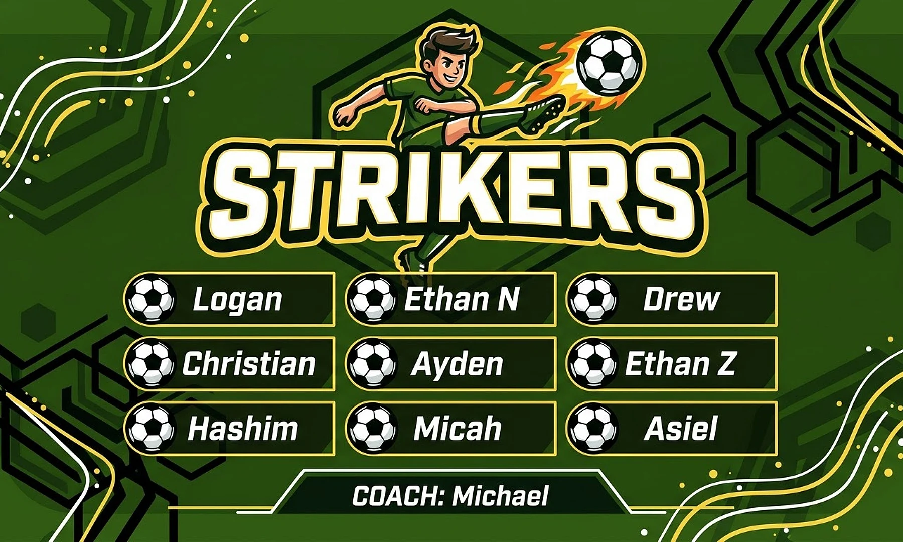 Strikers soccer team banner created with AI