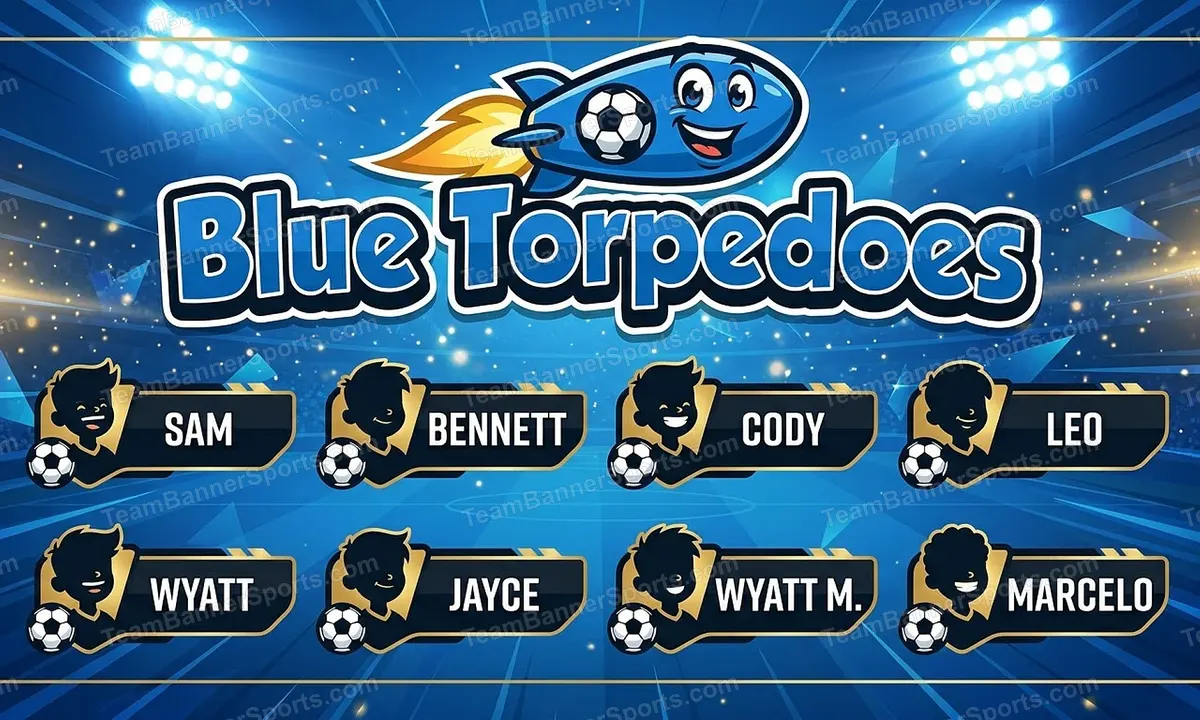 Blue Torpedoes soccer team banner created with AI