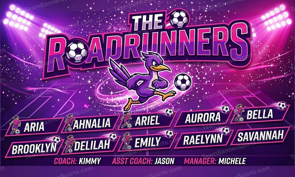 The Roadrunners soccer team banner created with AI