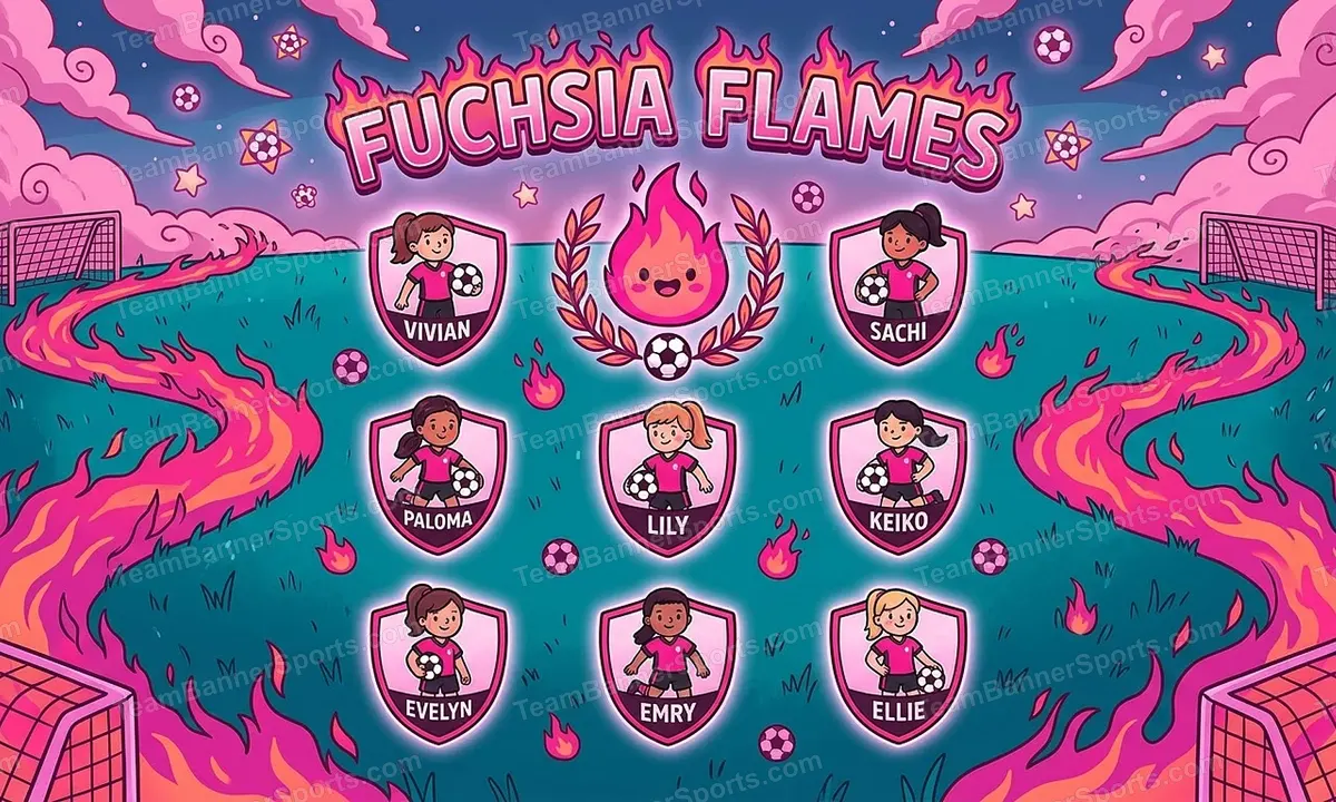 Fuchsia Flames soccer team banner created with AI
