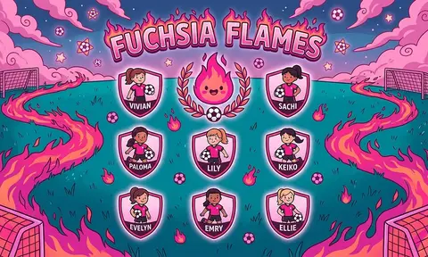 Fuchsia Flames Soccer AI image template