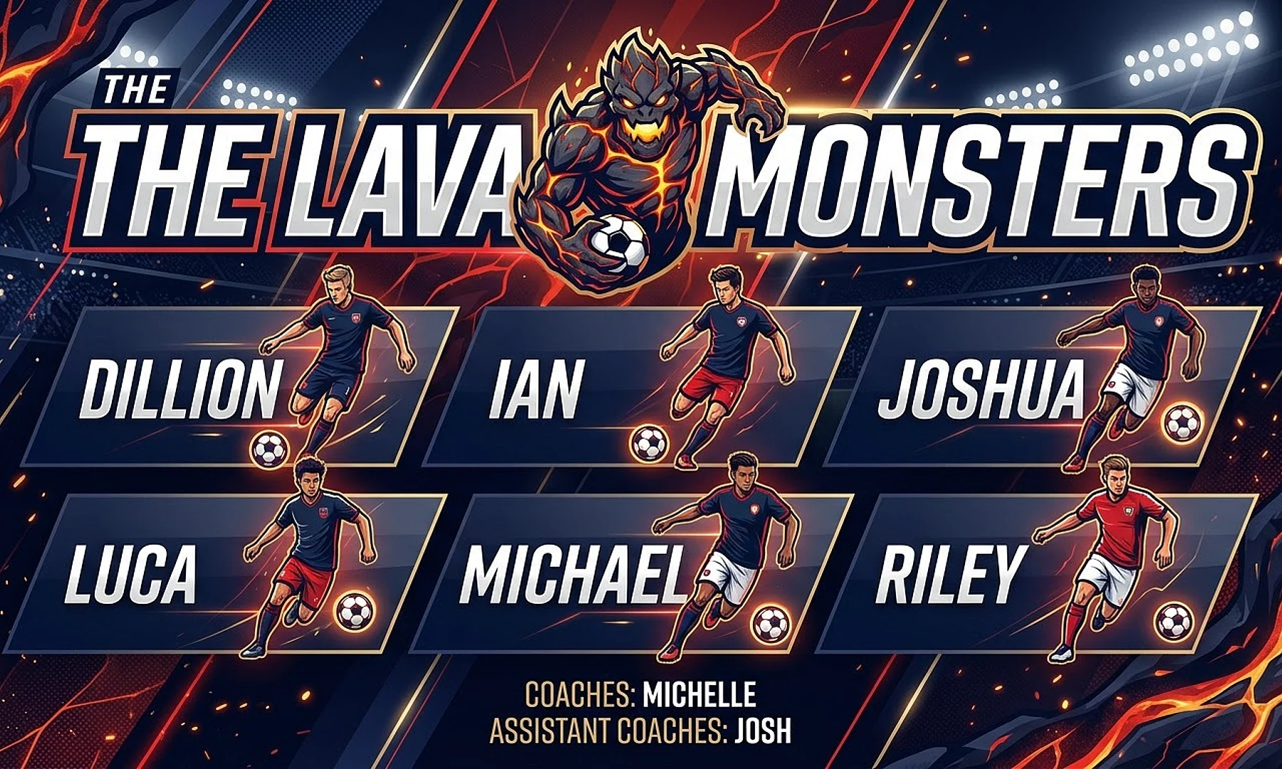 The Lava Monsters soccer team banner created with AI