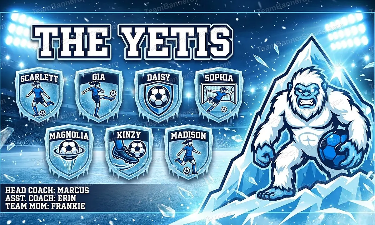 The Yetis soccer team banner created with AI