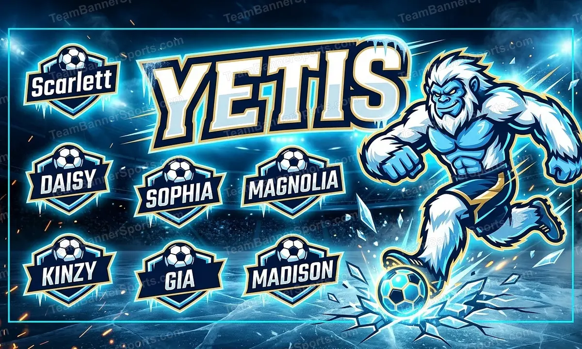 Yetis soccer team banner created with AI