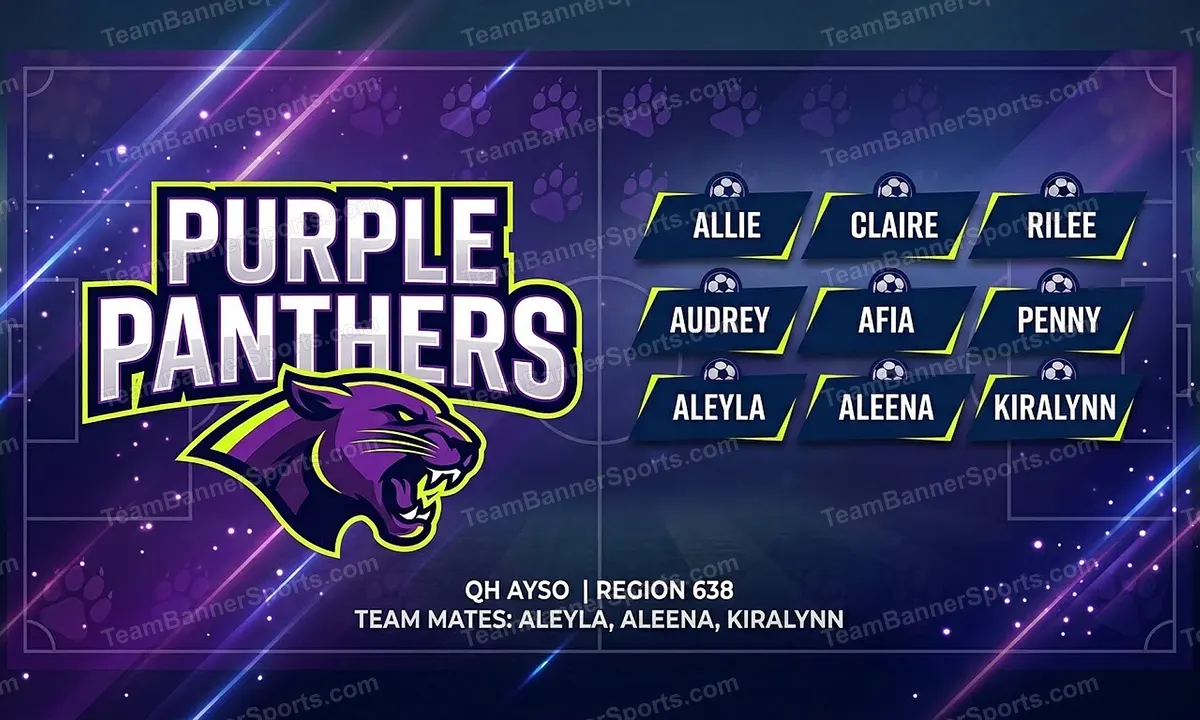 Purple Panthers soccer team banner created with AI