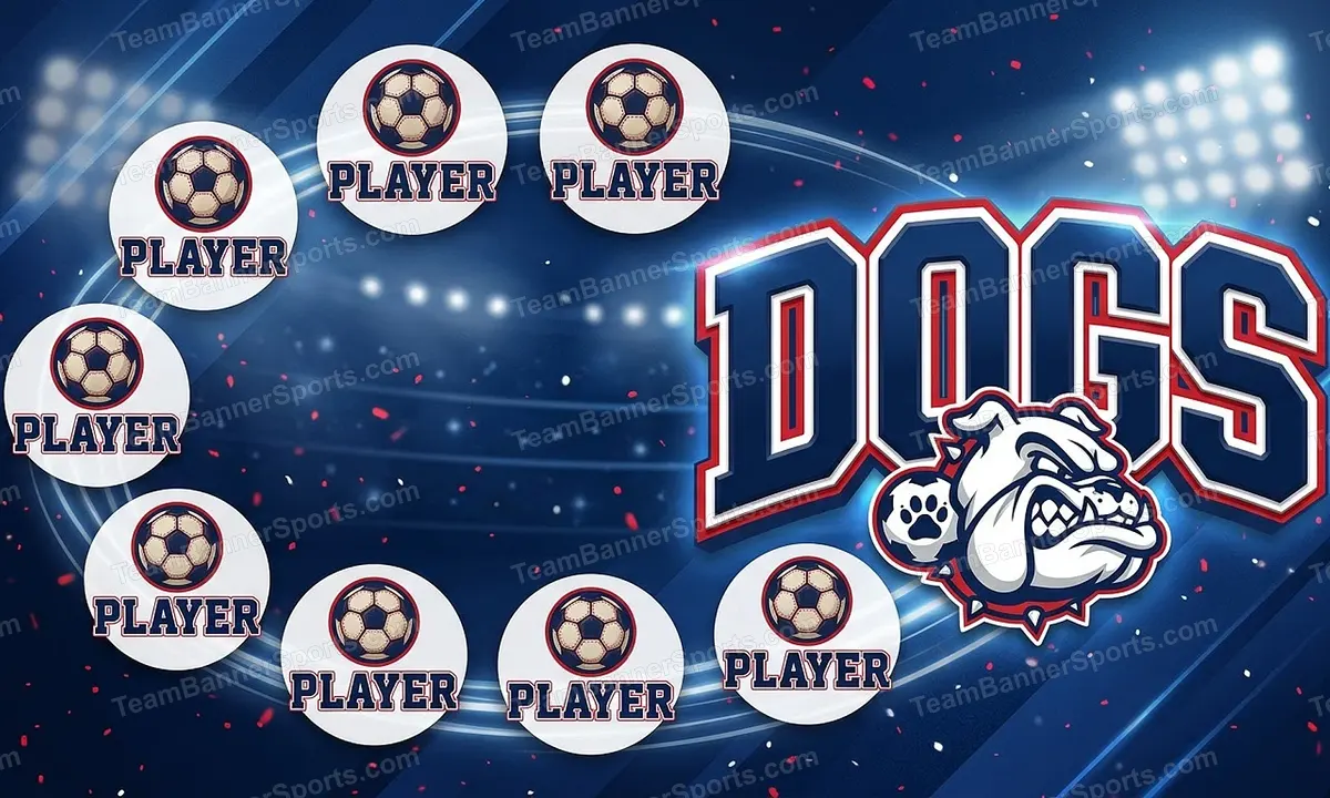 dogs soccer team banner created with AI