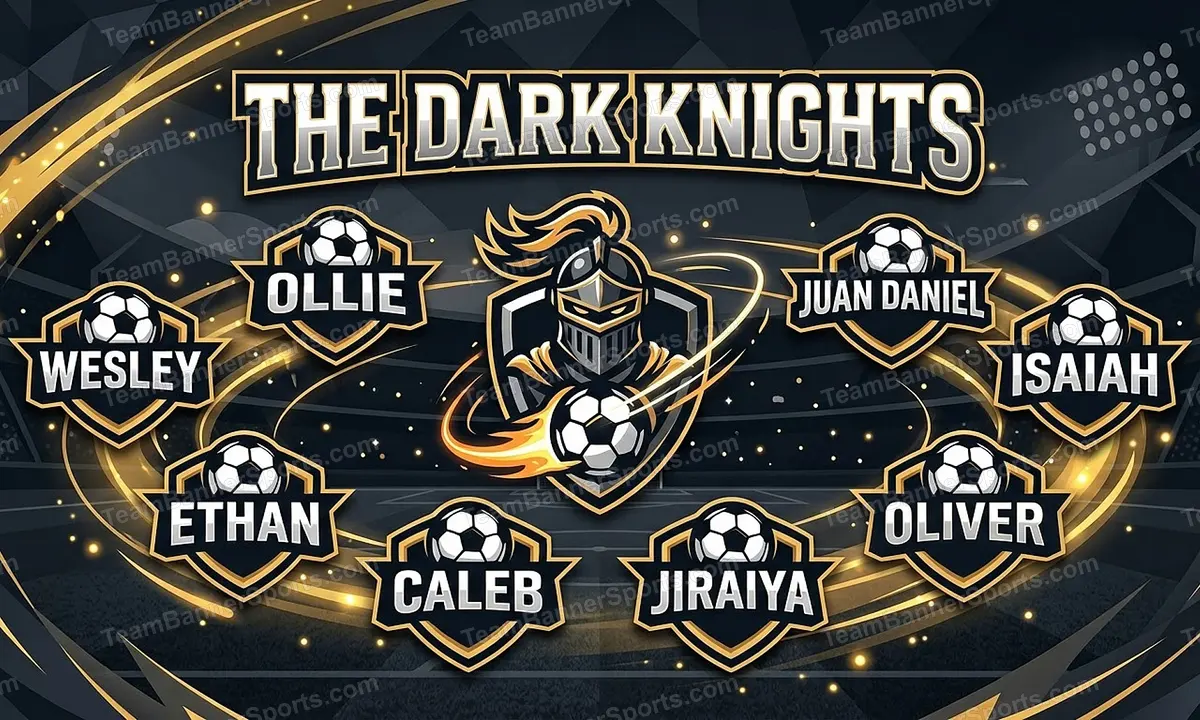 The Dark Knights soccer team banner created with AI