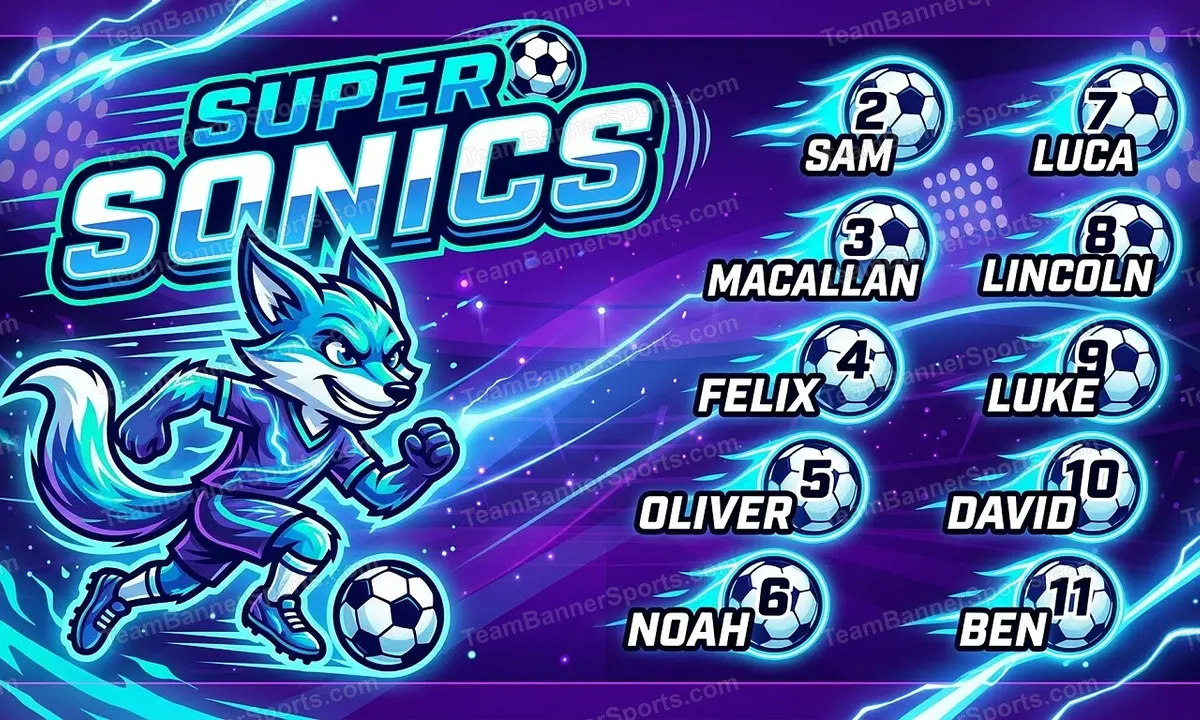 Super Sonics soccer team banner created with AI