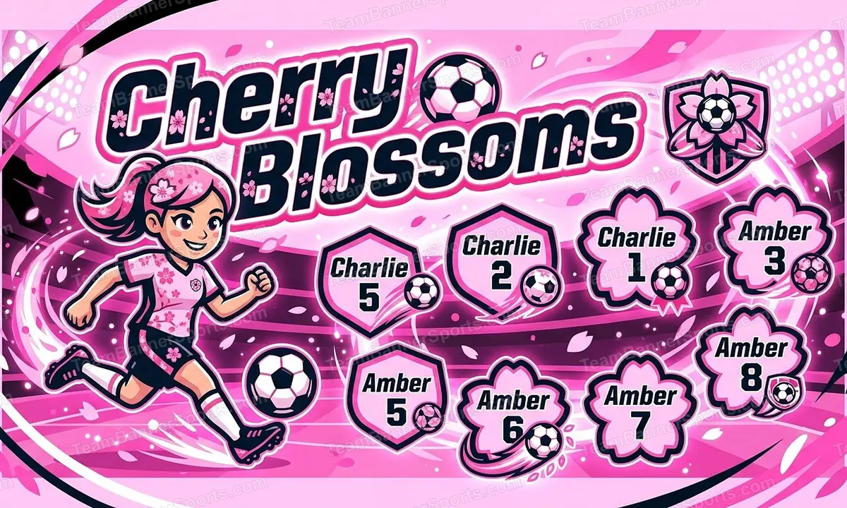 Cherry Blossoms soccer team banner created with AI