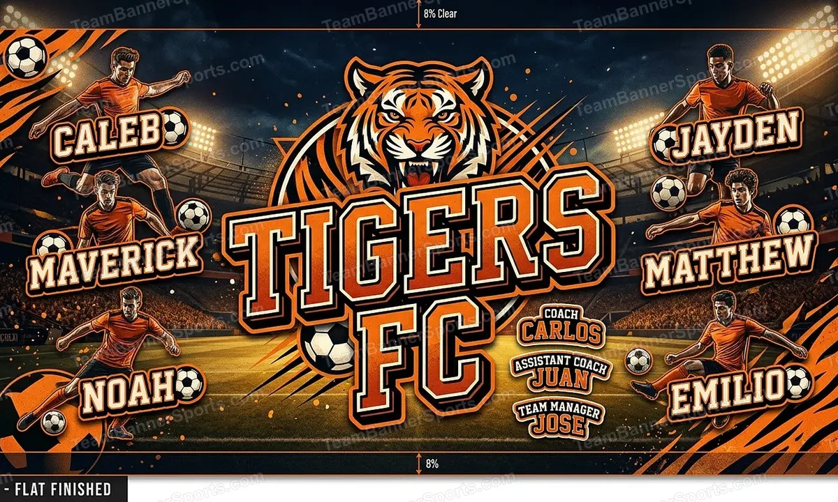 Tigers FC soccer team banner created with AI