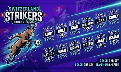 Switzerland Strikers Soccer AI image template