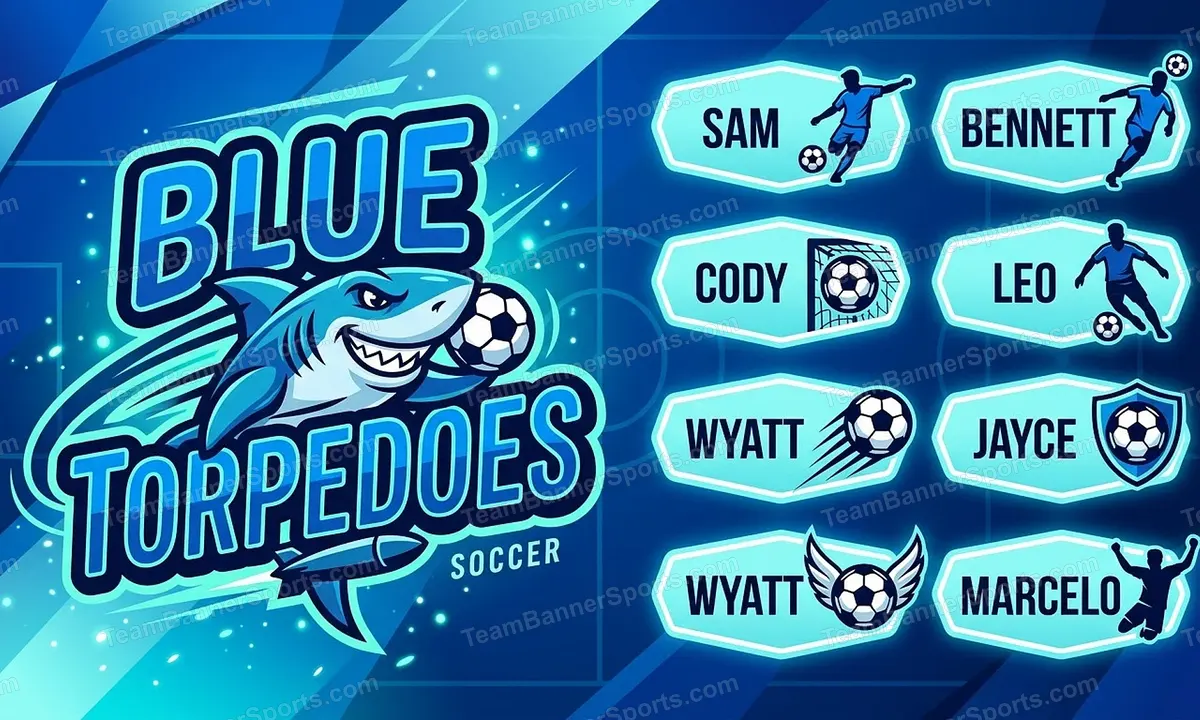 Blue Torpedoes soccer team banner created with AI