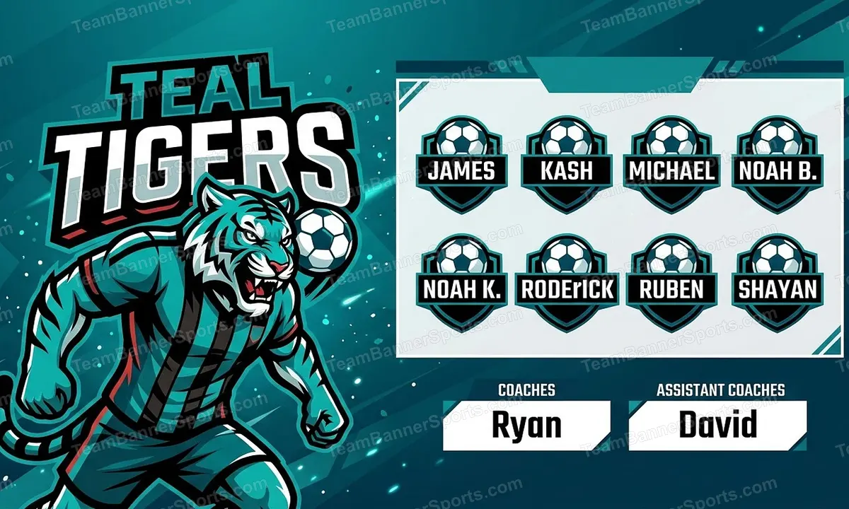 Teal Tigers soccer team banner created with AI