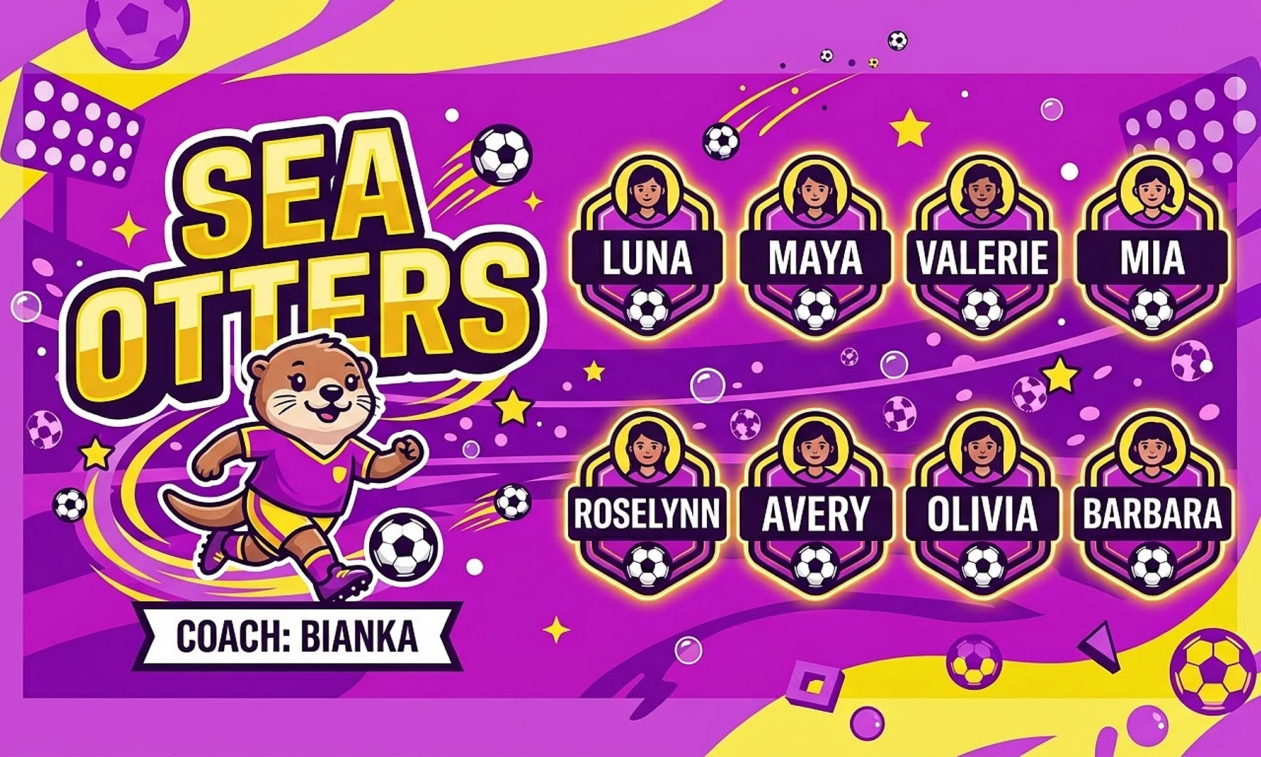 Sea Otters soccer team banner created with AI