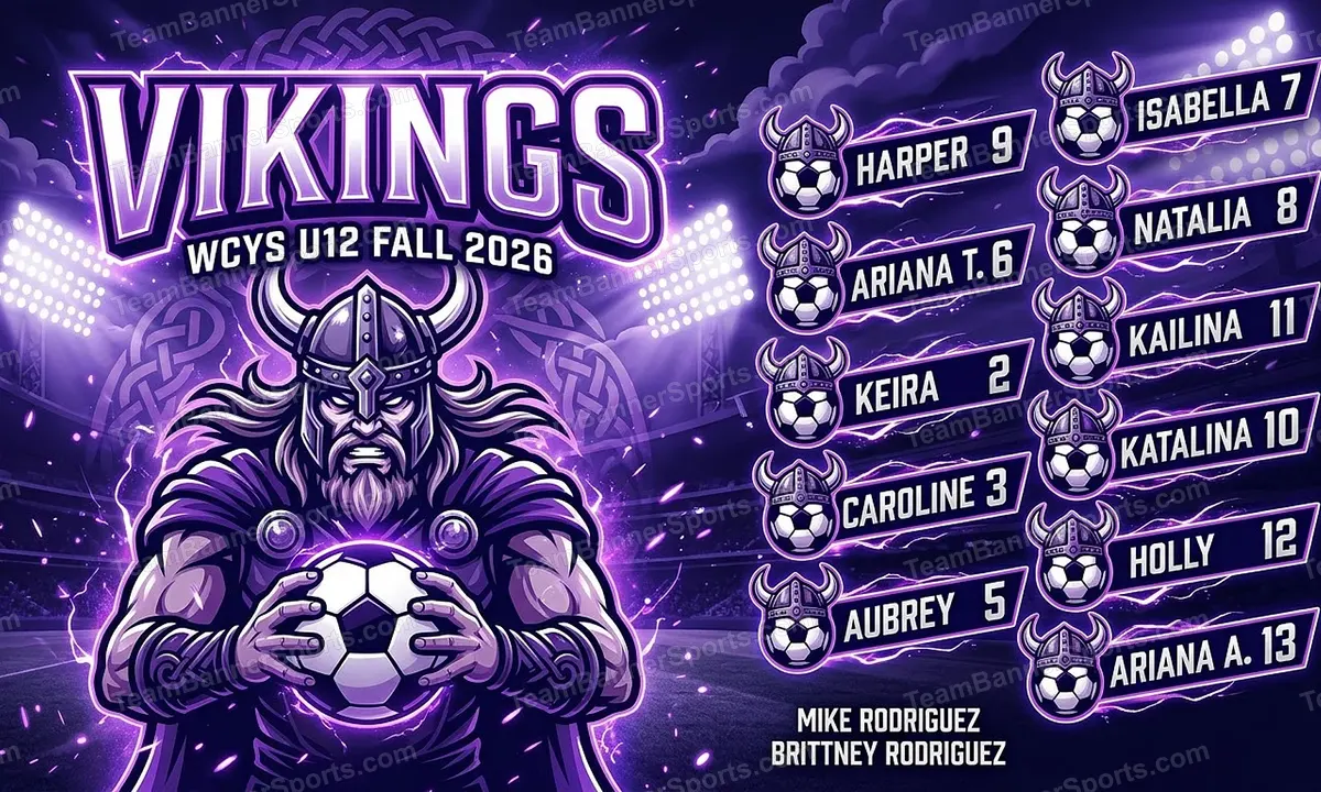 Vikings soccer team banner created with AI