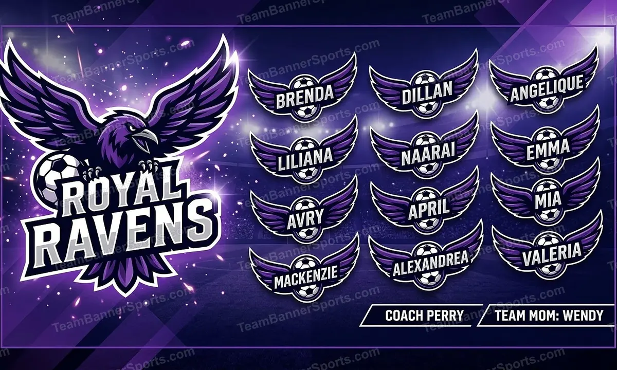 Royal Ravens soccer team banner created with AI