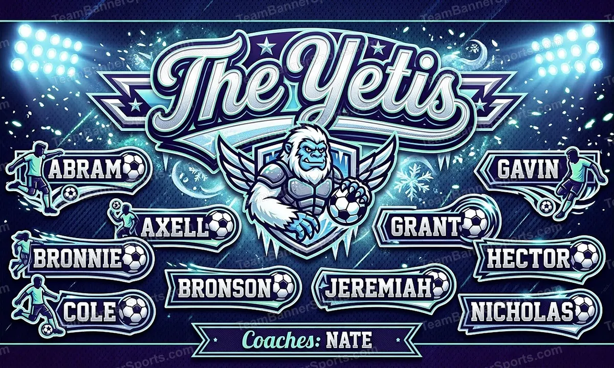 The Yetis soccer team banner created with AI
