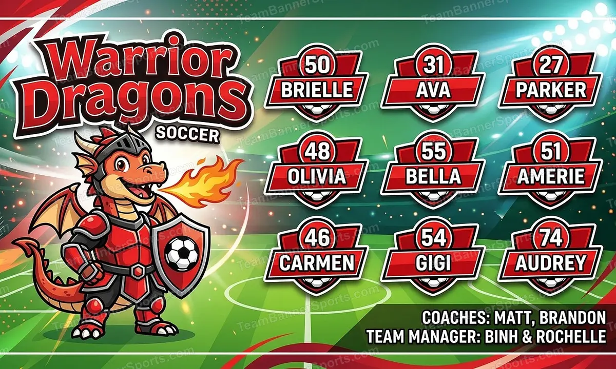 Warrior Dragons soccer team banner created with AI