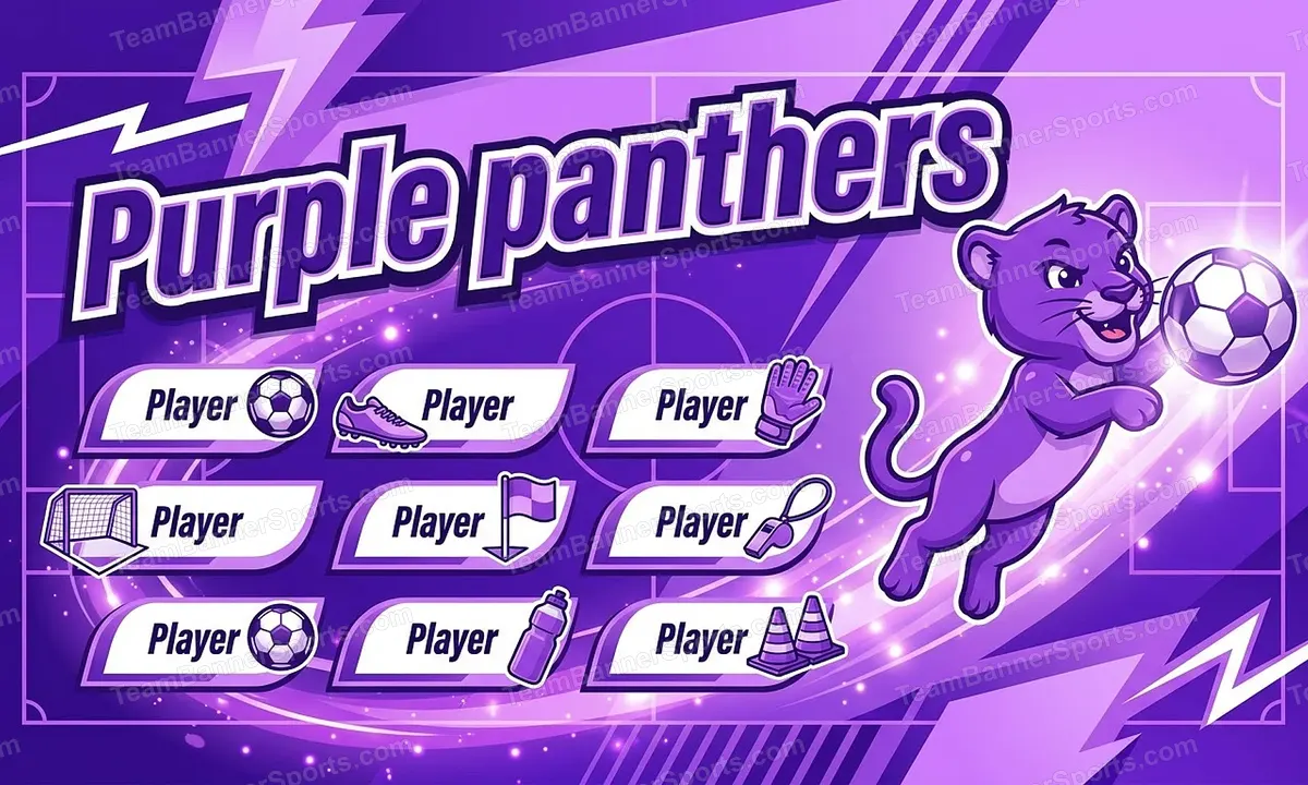 Purple panthers soccer team banner created with AI