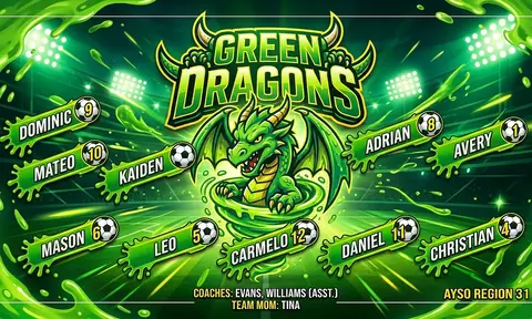 Green DRAGONS Soccer AI image template