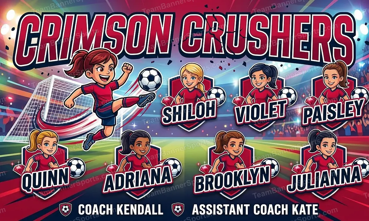 Crimson crushers soccer team banner created with AI