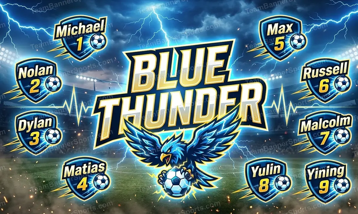 Blue Thunder soccer team banner created with AI