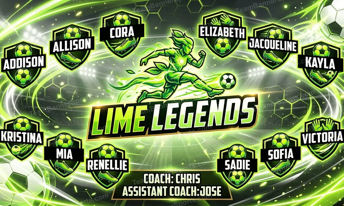 Lime Legends soccer team banner created with AI