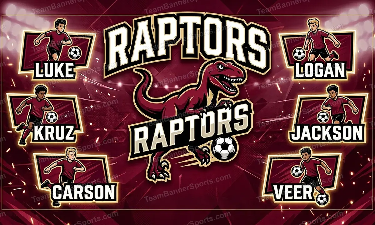 Raptors soccer team banner created with AI