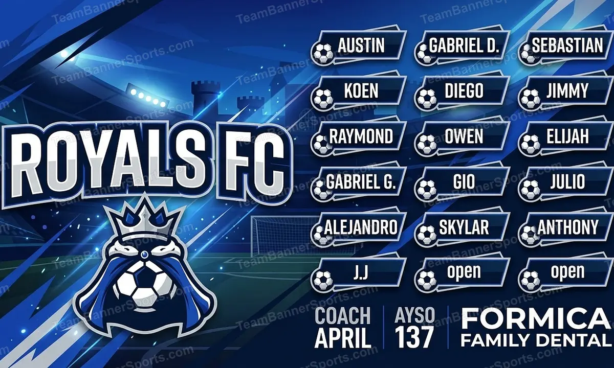 Royals FC soccer team banner created with AI