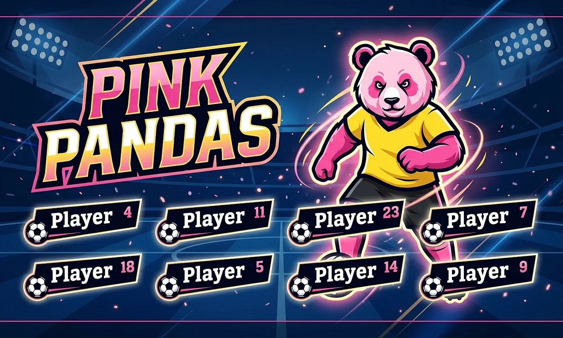 Pink Pandas soccer team banner created with AI